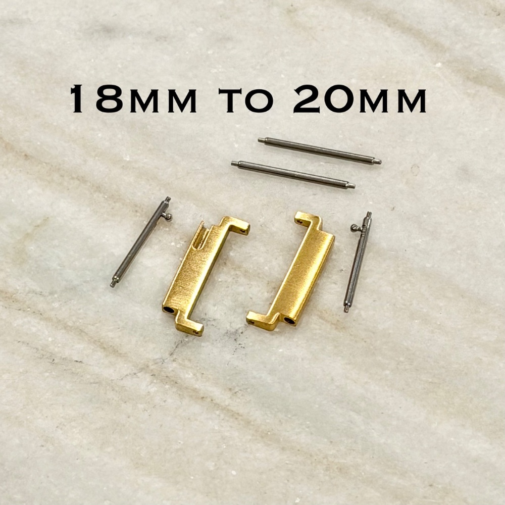 18mm to 20mm Watch Strap Connector Adapter Stainless Steel, Brushed Gold
